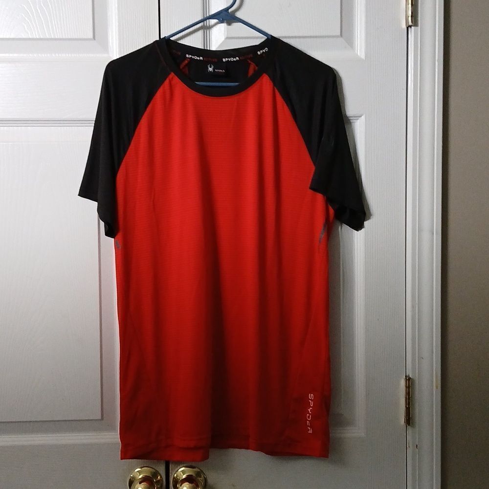 Spyder Active red black short sleeve lightweight breathable shirt  Sz M